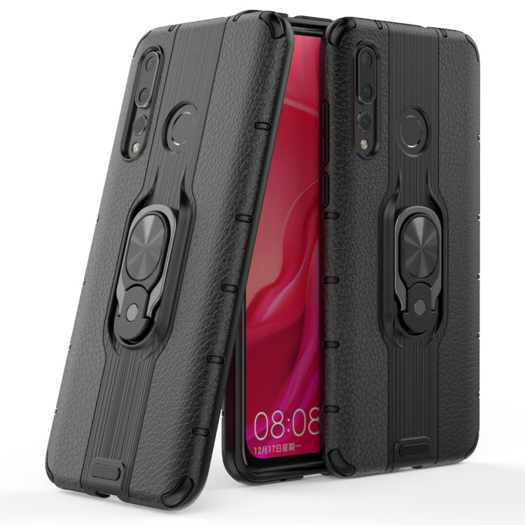 Litchi Texture PC + TPU Combination Case with Magnetic Ring Holder For Huawei nova 5 / nova 5 Pro