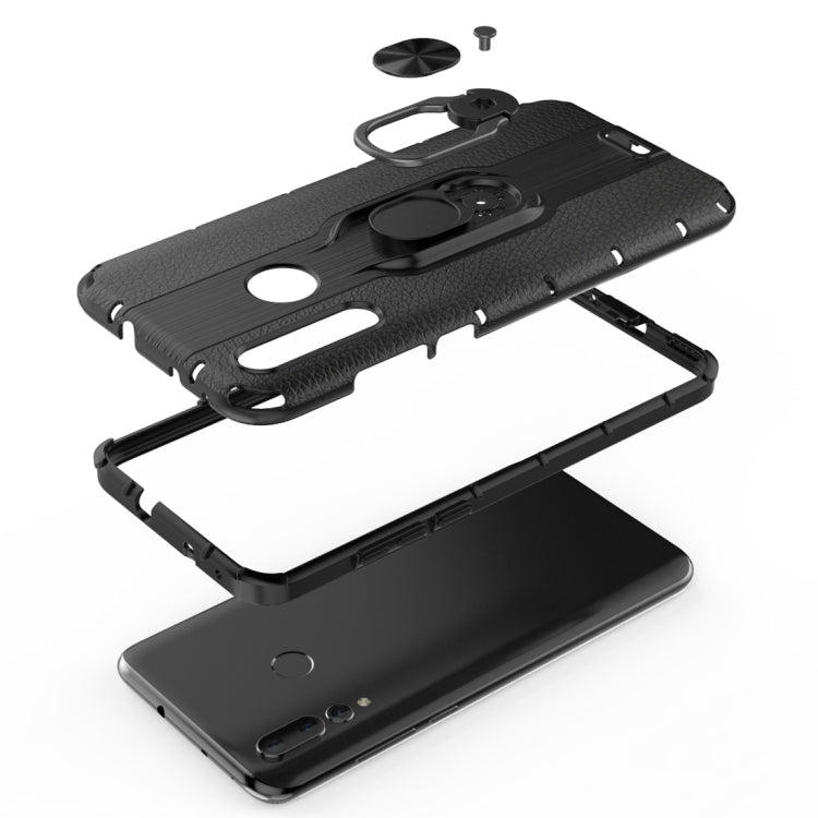 Litchi Texture PC + TPU Combination Case with Magnetic Ring Holder For Huawei nova 5 / nova 5 Pro