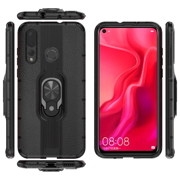 Litchi Texture PC + TPU Combination Case with Magnetic Ring Holder For Huawei nova 5 / nova 5 Pro