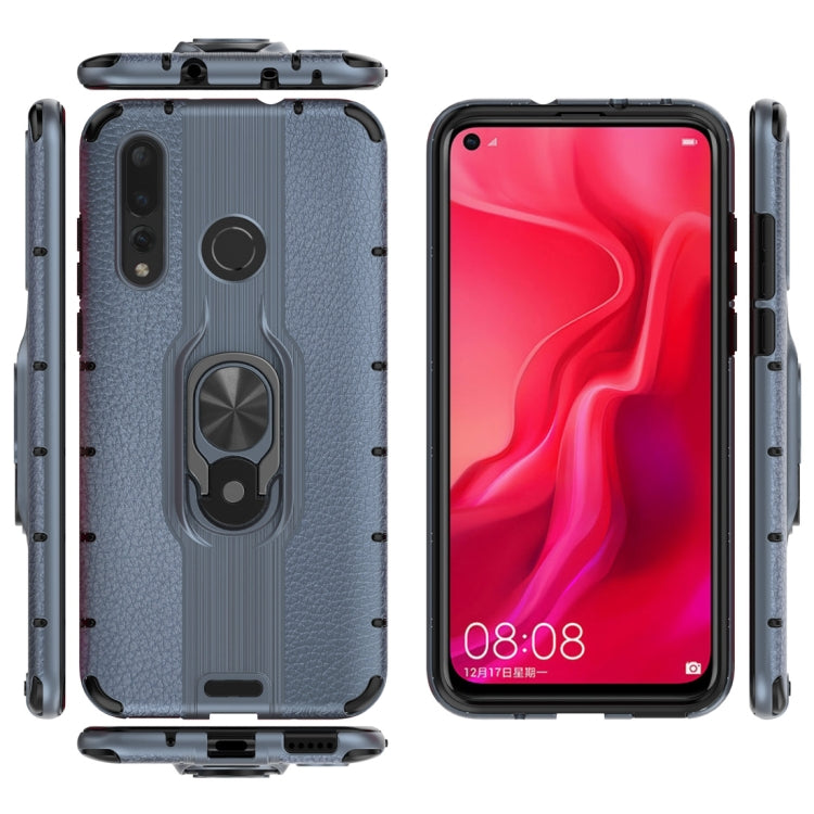 Litchi Texture PC + TPU Combination Case with Magnetic Ring Holder For Huawei nova 5 / nova 5 Pro