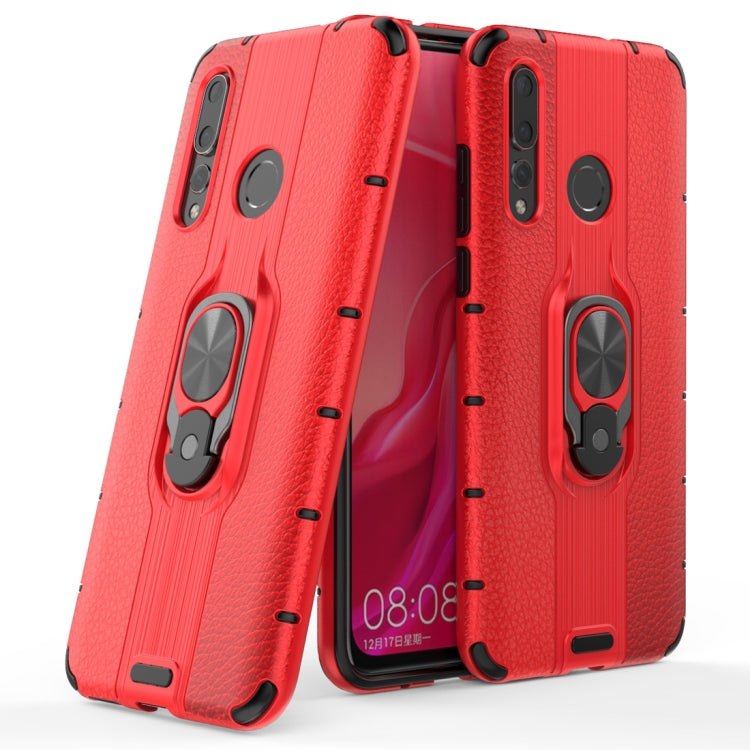 Litchi Texture PC + TPU Combination Case with Magnetic Ring Holder For Huawei nova 5 / nova 5 Pro