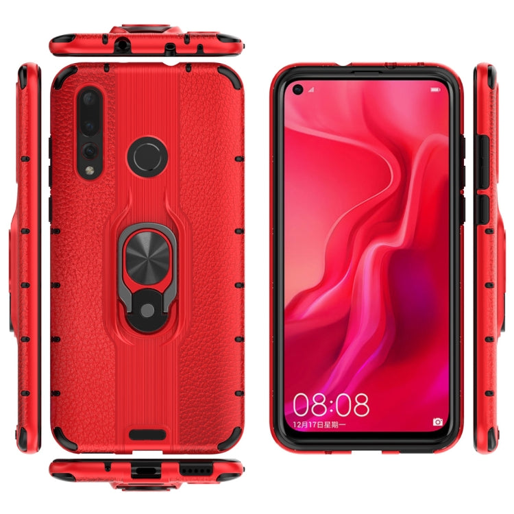 Litchi Texture PC + TPU Combination Case with Magnetic Ring Holder For Huawei nova 5 / nova 5 Pro