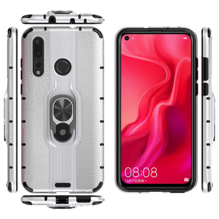 Litchi Texture PC + TPU Combination Case with Magnetic Ring Holder For Huawei nova 5 / nova 5 Pro