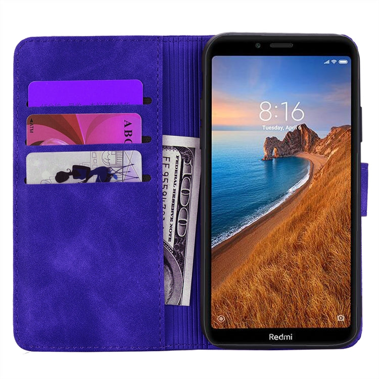 Calf Pattern Double Folding Design Embossed Leather Case with Wallet & Holder & Card Slots for Xiaomi Redmi 7A