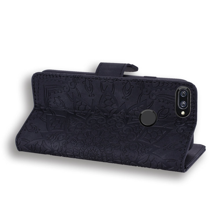 Calf Pattern Double Folding Design Embossed Leather Case with Wallet & Holder & Card Slots for Xiaomi Mi 8 Lite