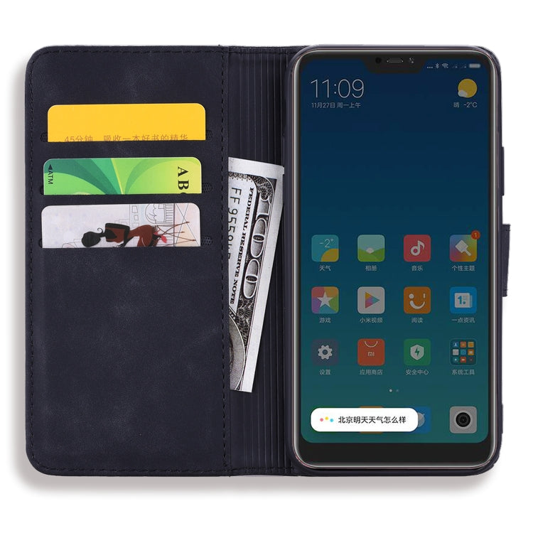 Calf Pattern Double Folding Design Embossed Leather Case with Wallet & Holder & Card Slots for Xiaomi Mi 8 Lite