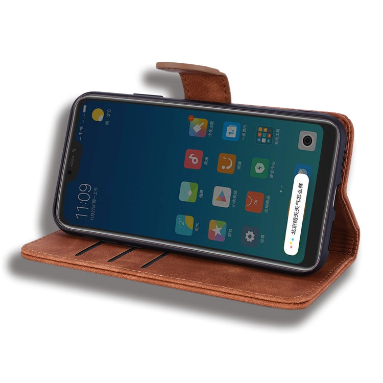 Calf Pattern Double Folding Design Embossed Leather Case with Wallet & Holder & Card Slots for Xiaomi Mi 8 Lite
