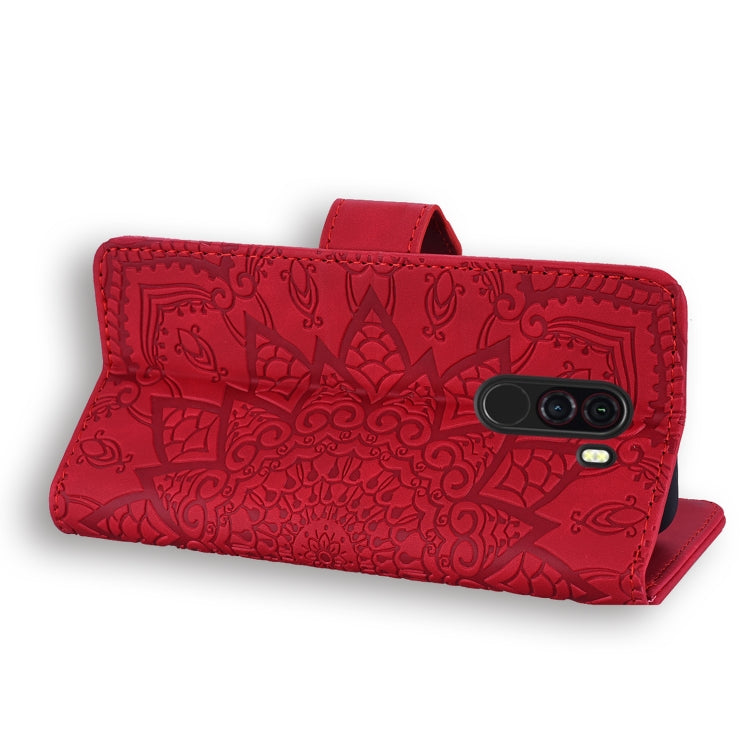 Calf Pattern Double Folding Design Embossed Leather Case with Wallet & Holder & Card Slots for Xiaomi Pocophone F1