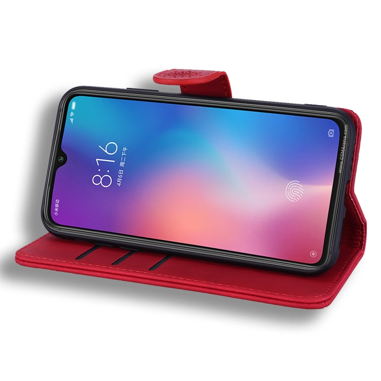 Calf Pattern Double Folding Design Embossed Leather Case with Wallet & Holder & Card Slots for Xiaomi Mi 9