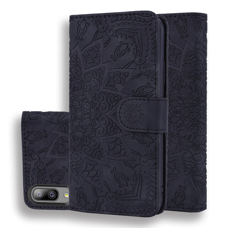 Calf Pattern Double Folding Design Embossed Leather Case with Wallet & Holder & Card Slots for Galaxy A10e
