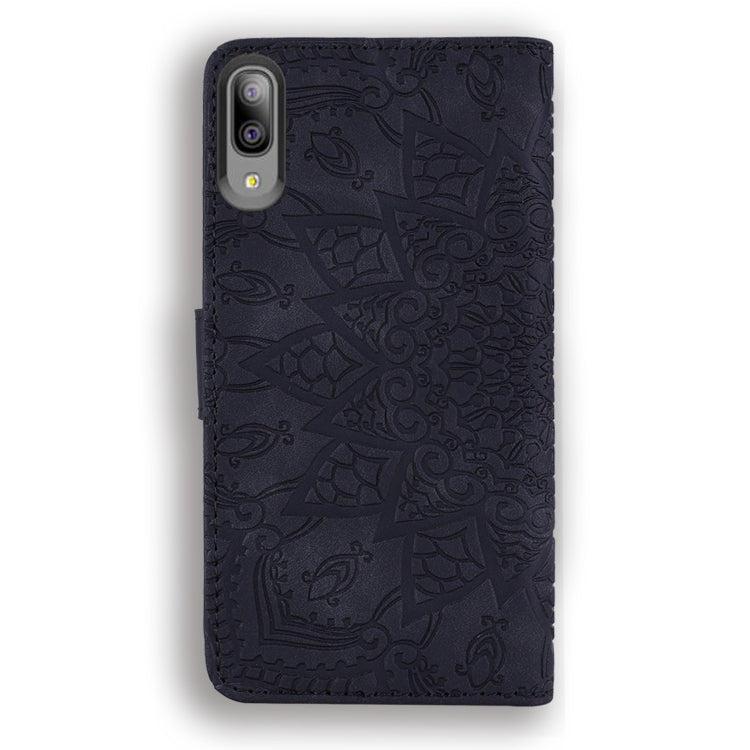 Calf Pattern Double Folding Design Embossed Leather Case with Wallet & Holder & Card Slots for Galaxy A10e