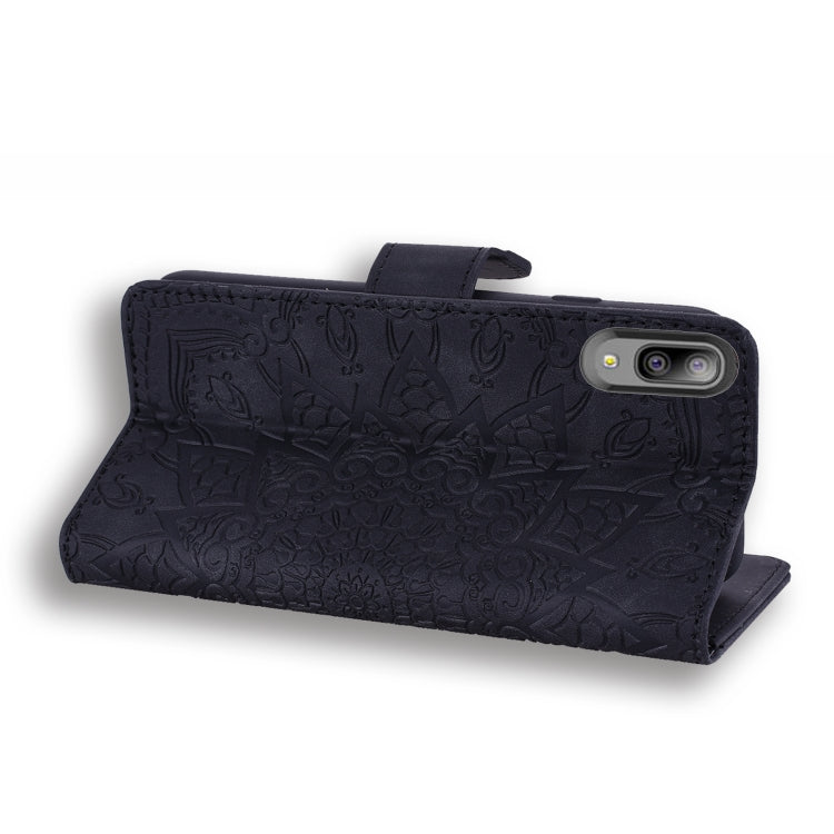 Calf Pattern Double Folding Design Embossed Leather Case with Wallet & Holder & Card Slots for Galaxy A10e