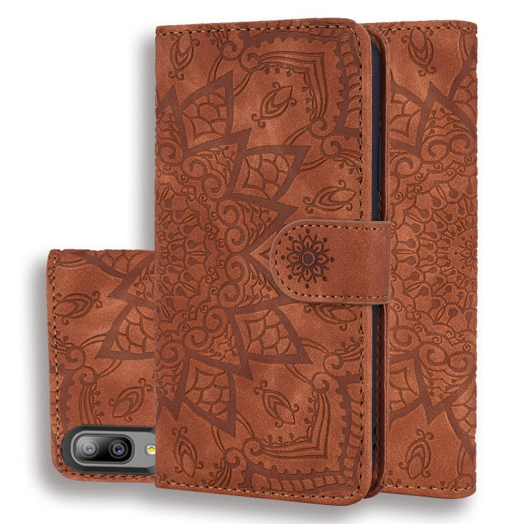 Calf Pattern Double Folding Design Embossed Leather Case with Wallet & Holder & Card Slots for Galaxy A10e