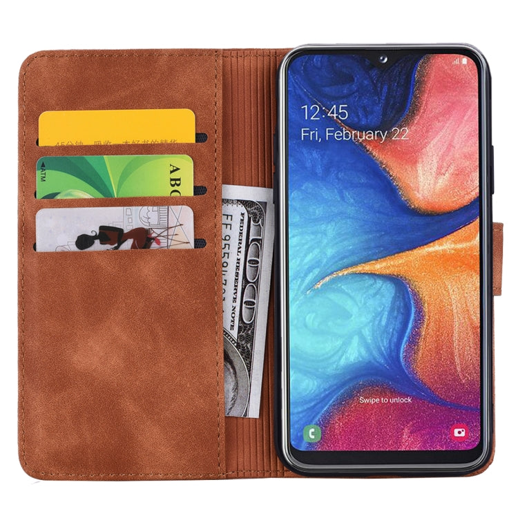 Calf Pattern Double Folding Design Embossed Leather Case with Wallet & Holder & Card Slots for Galaxy A10e
