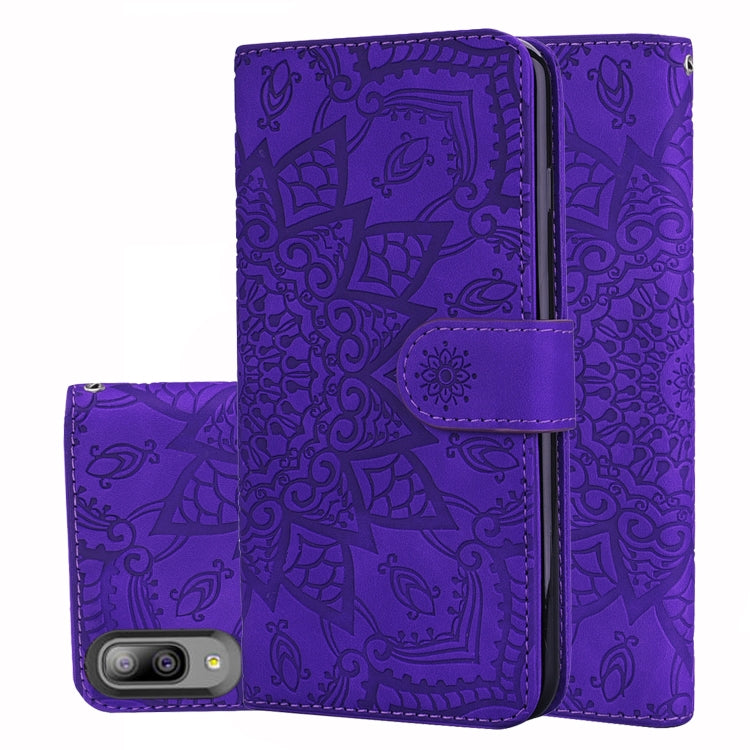 Calf Pattern Double Folding Design Embossed Leather Case with Wallet & Holder & Card Slots for Galaxy A10e