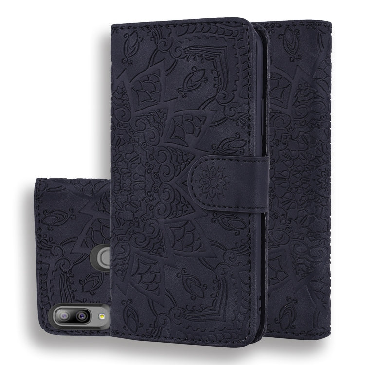 Calf Pattern Double Folding Design Embossed Leather Case with Wallet & Holder & Card Slots for Galaxy A20e