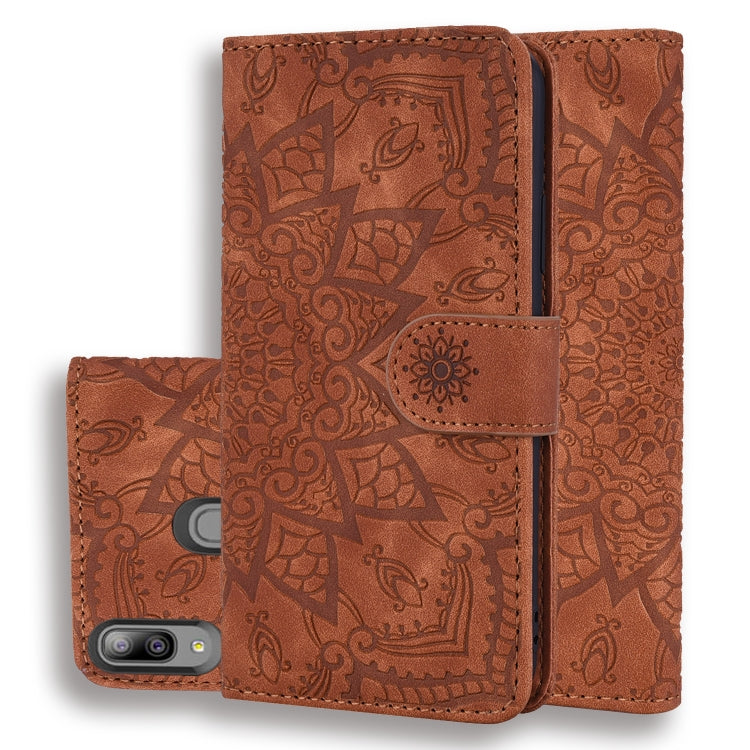Calf Pattern Double Folding Design Embossed Leather Case with Wallet & Holder & Card Slots for Galaxy A20e