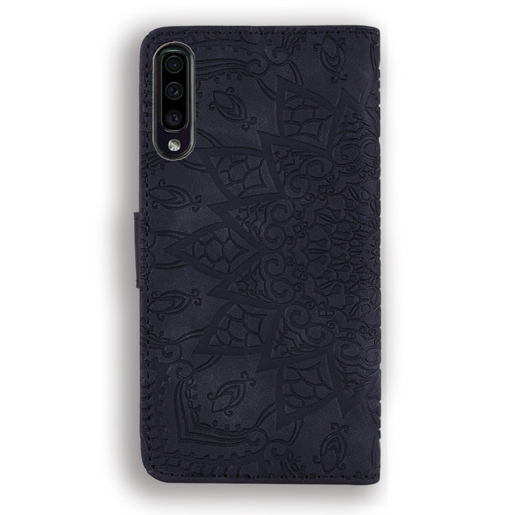 Calf Pattern Double Folding Design Embossed Leather Case with Wallet & Holder & Card Slots for Galaxy A70