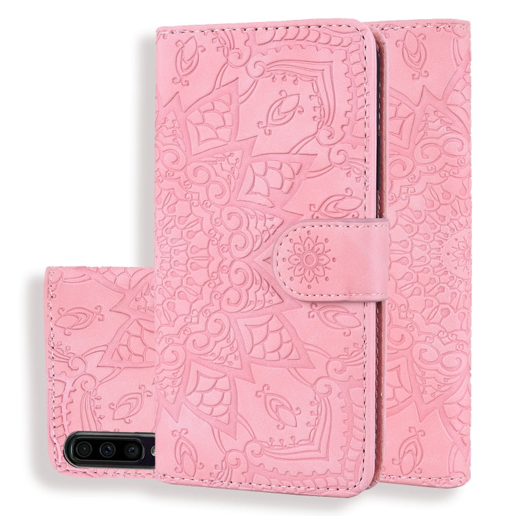 Calf Pattern Double Folding Design Embossed Leather Case with Wallet & Holder & Card Slots for Galaxy A70