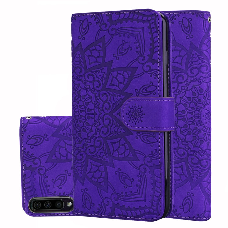 Calf Pattern Double Folding Design Embossed Leather Case with Wallet & Holder & Card Slots for Galaxy A70