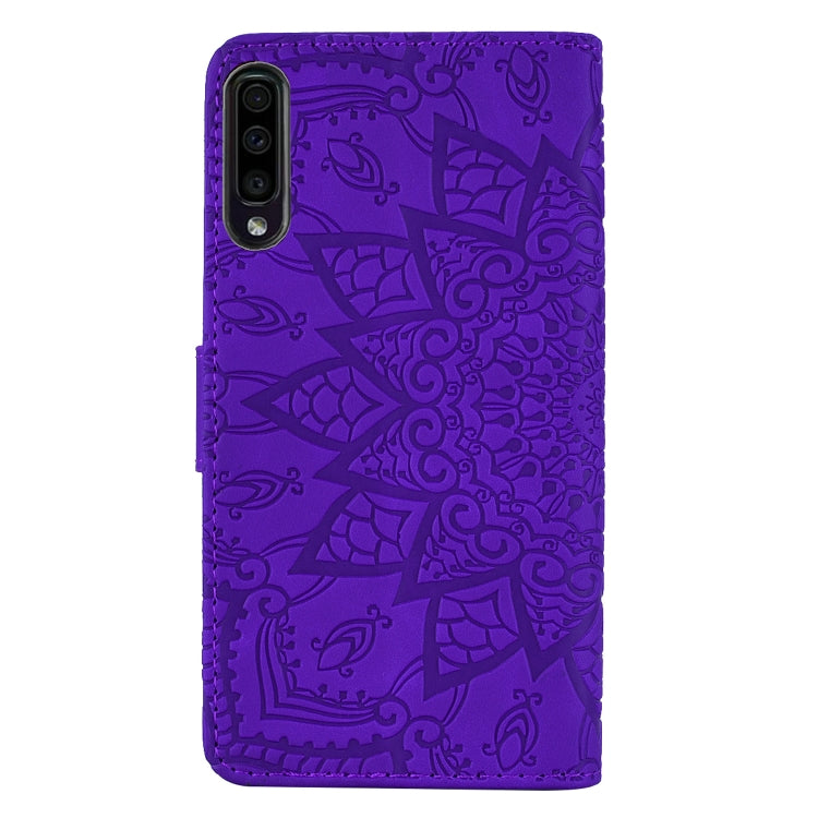 Calf Pattern Double Folding Design Embossed Leather Case with Wallet & Holder & Card Slots for Galaxy A70