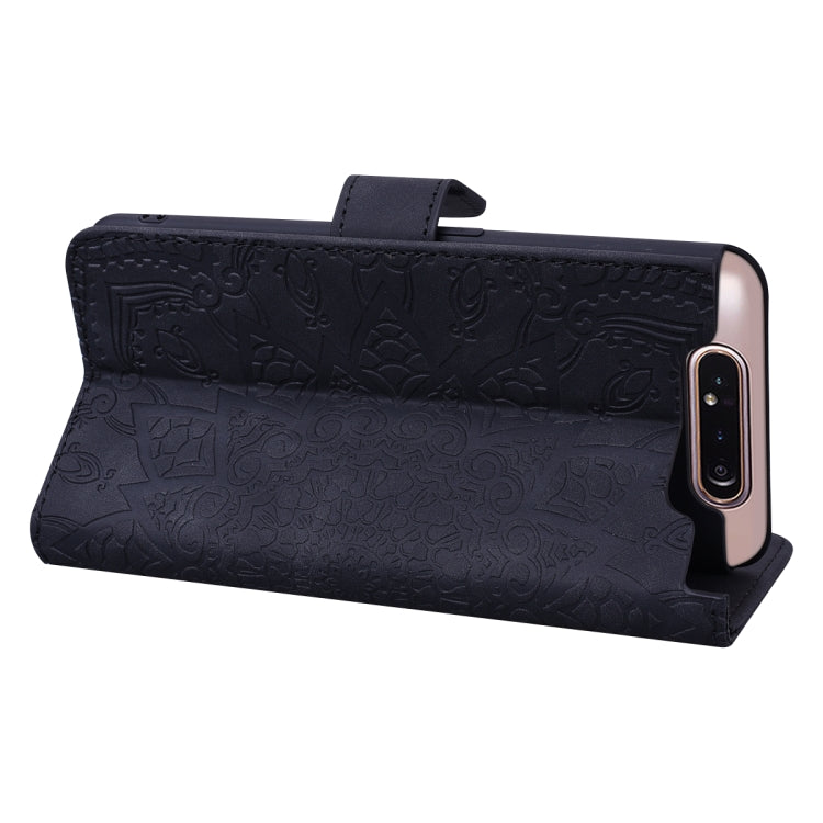 Calf Pattern Double Folding Design Embossed Leather Case with Wallet & Holder & Card Slots for Galaxy A80 / A90