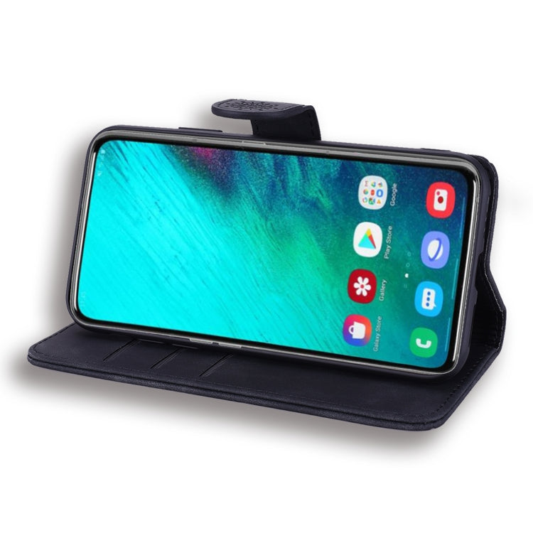 Calf Pattern Double Folding Design Embossed Leather Case with Wallet & Holder & Card Slots for Galaxy A80 / A90