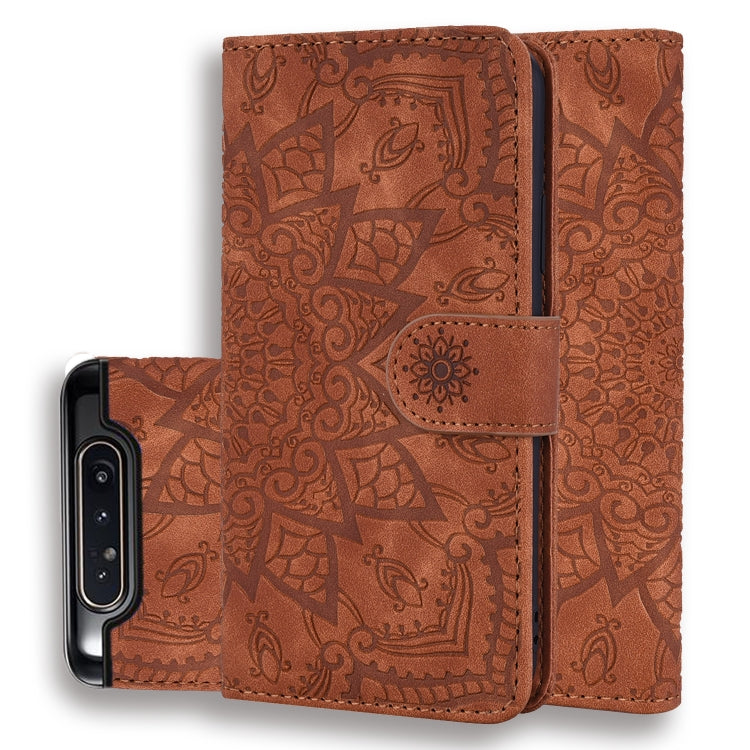 Calf Pattern Double Folding Design Embossed Leather Case with Wallet & Holder & Card Slots for Galaxy A80 / A90
