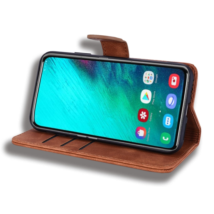 Calf Pattern Double Folding Design Embossed Leather Case with Wallet & Holder & Card Slots for Galaxy A80 / A90