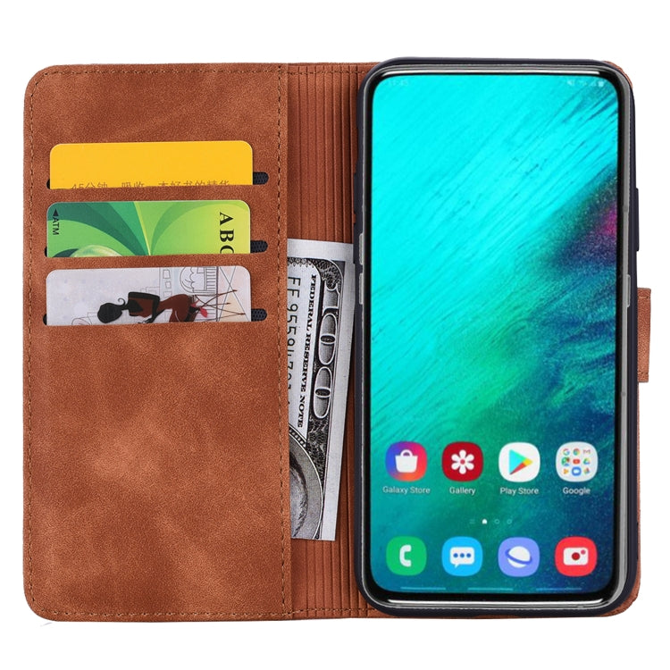 Calf Pattern Double Folding Design Embossed Leather Case with Wallet & Holder & Card Slots for Galaxy A80 / A90