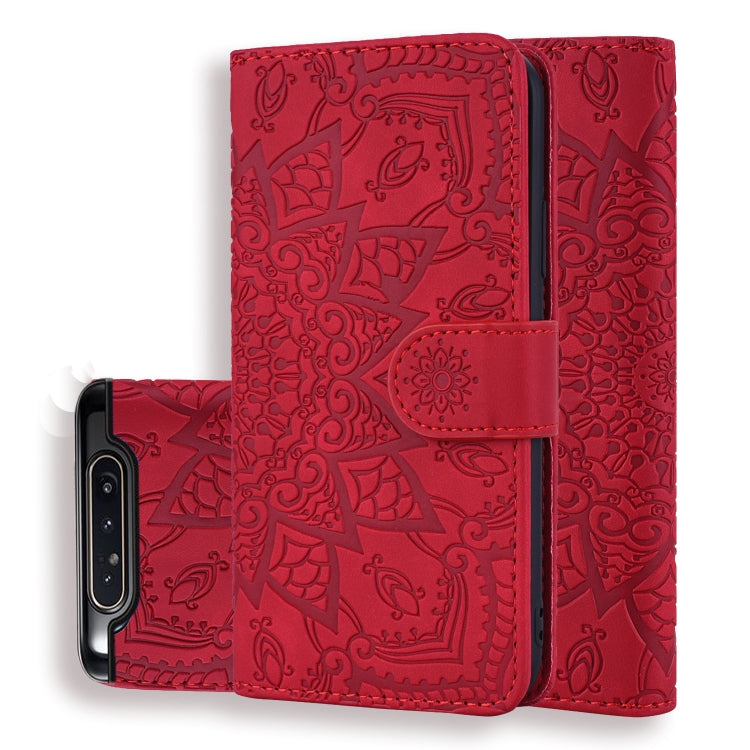 Calf Pattern Double Folding Design Embossed Leather Case with Wallet & Holder & Card Slots for Galaxy A80 / A90