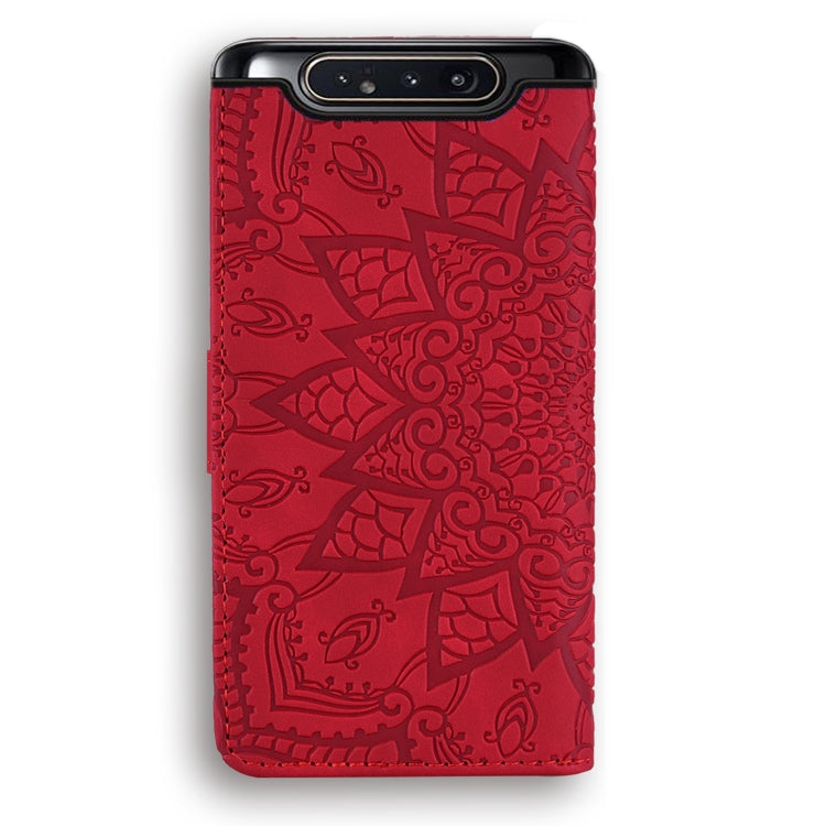 Calf Pattern Double Folding Design Embossed Leather Case with Wallet & Holder & Card Slots for Galaxy A80 / A90