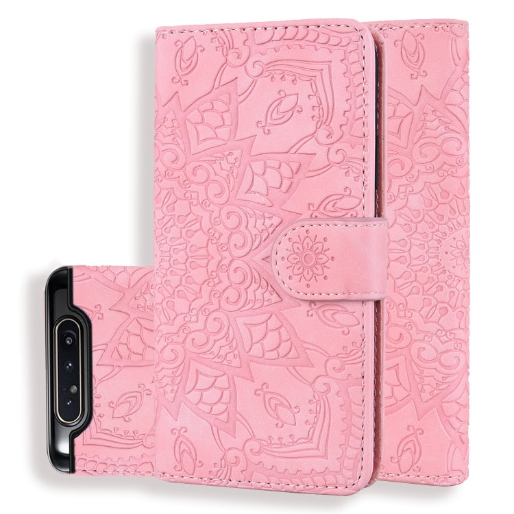 Calf Pattern Double Folding Design Embossed Leather Case with Wallet & Holder & Card Slots for Galaxy A80 / A90
