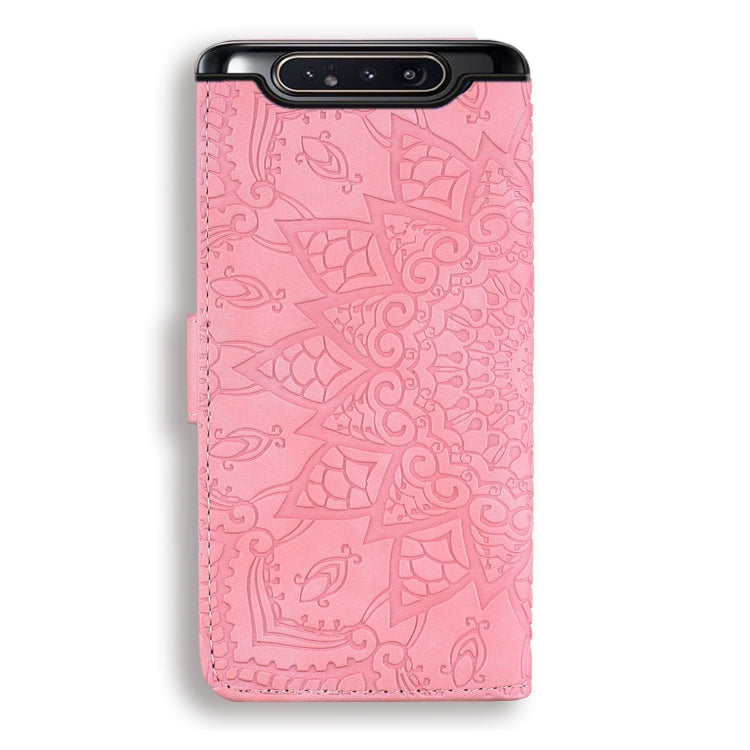 Calf Pattern Double Folding Design Embossed Leather Case with Wallet & Holder & Card Slots for Galaxy A80 / A90