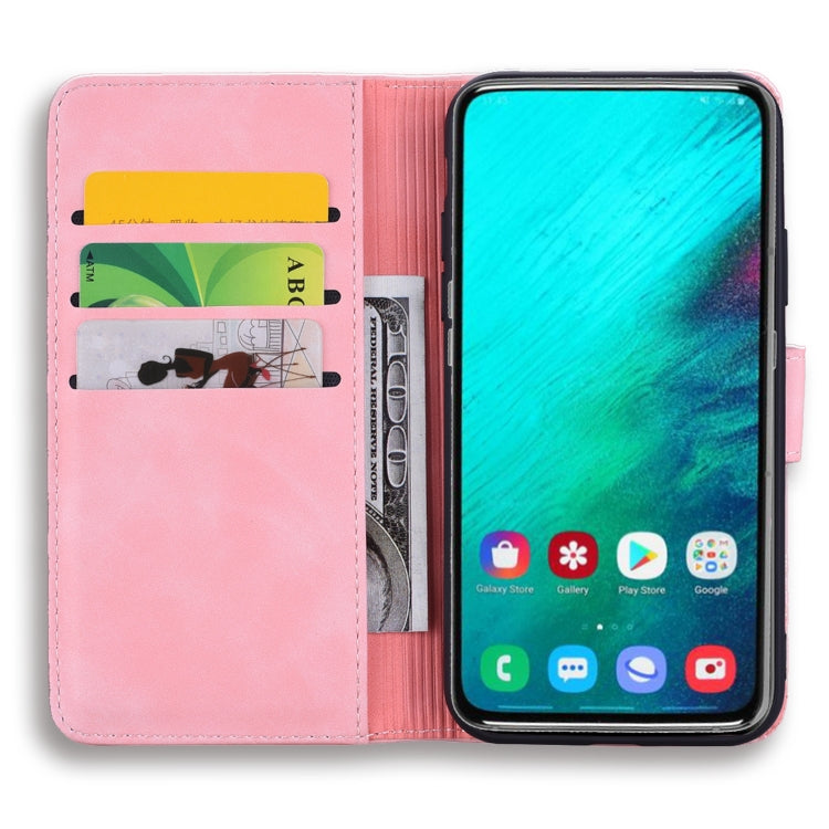 Calf Pattern Double Folding Design Embossed Leather Case with Wallet & Holder & Card Slots for Galaxy A80 / A90