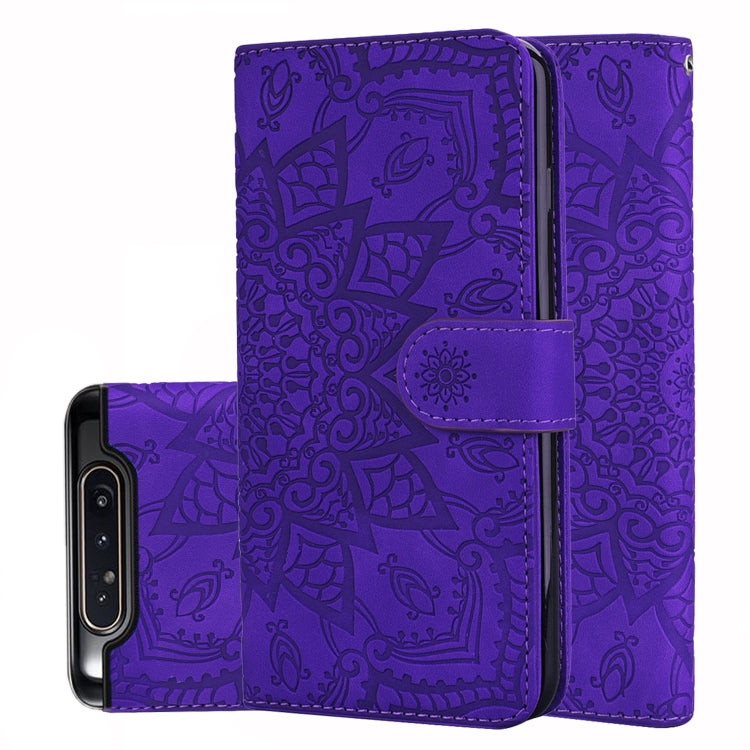 Calf Pattern Double Folding Design Embossed Leather Case with Wallet & Holder & Card Slots for Galaxy A80 / A90