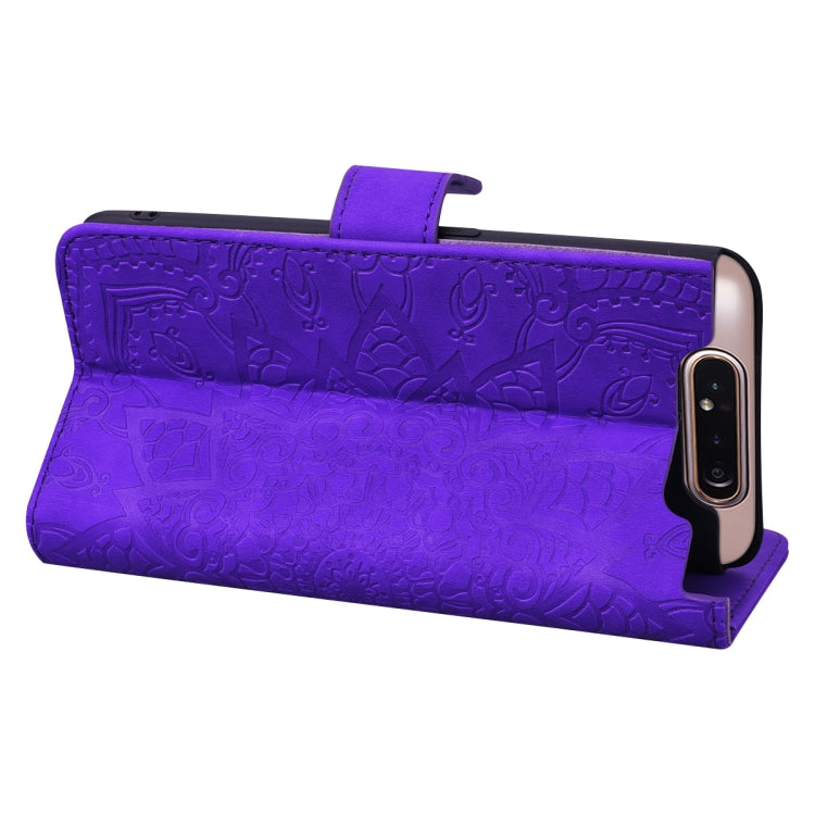 Calf Pattern Double Folding Design Embossed Leather Case with Wallet & Holder & Card Slots for Galaxy A80 / A90