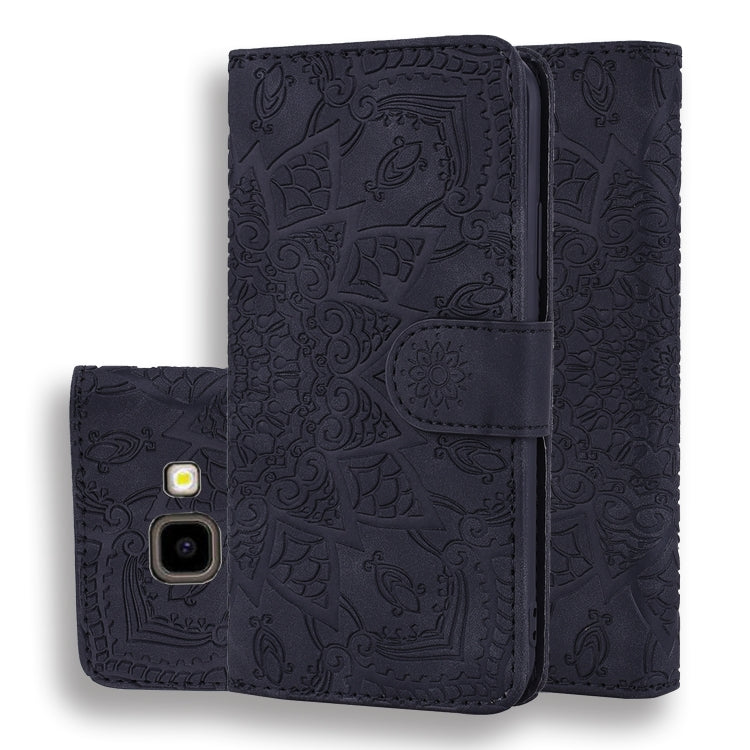 Calf Pattern Double Folding Design Embossed Leather Case with Wallet & Holder & Card Slots for Galaxy J4+