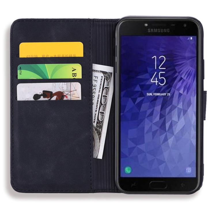 Calf Pattern Double Folding Design Embossed Leather Case with Wallet & Holder & Card Slots for Galaxy J4+