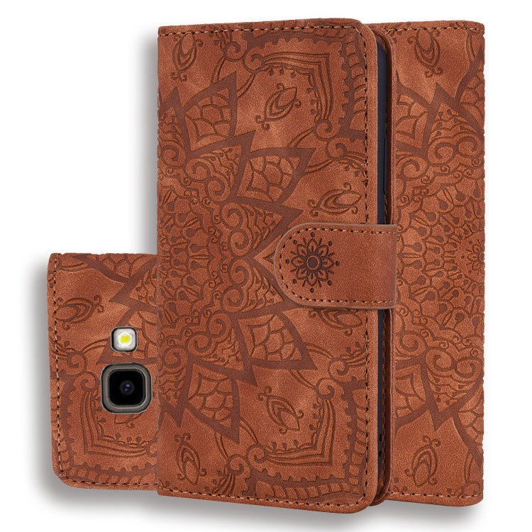 Calf Pattern Double Folding Design Embossed Leather Case with Wallet & Holder & Card Slots for Galaxy J4+