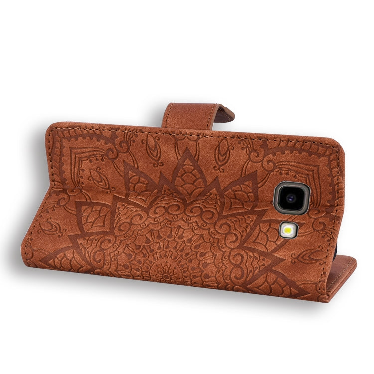 Calf Pattern Double Folding Design Embossed Leather Case with Wallet & Holder & Card Slots for Galaxy J4+