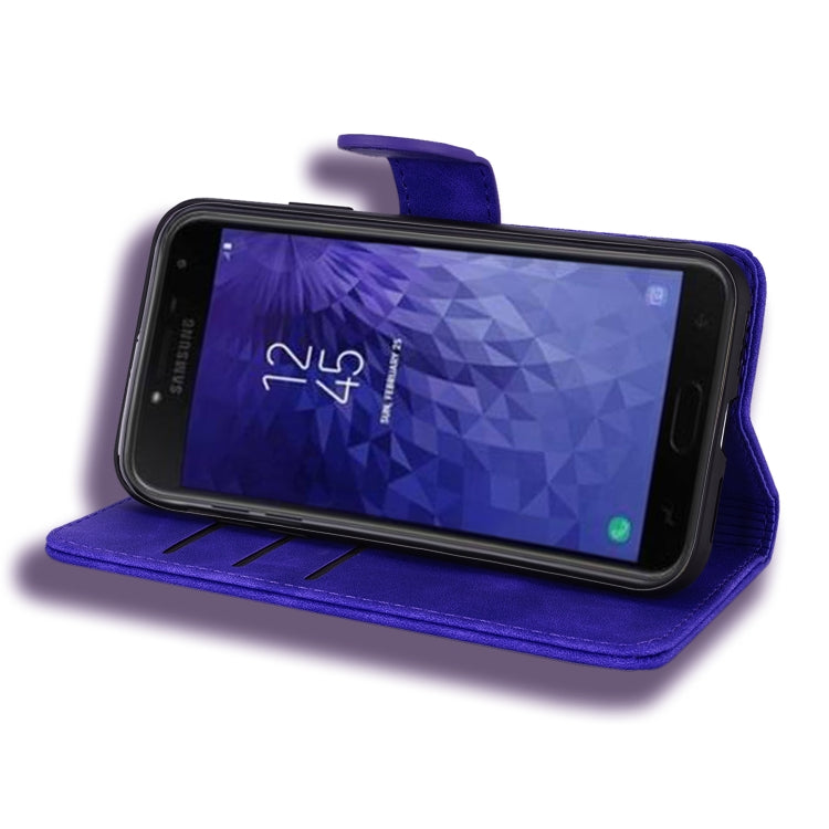 Calf Pattern Double Folding Design Embossed Leather Case with Wallet & Holder & Card Slots for Galaxy J4+