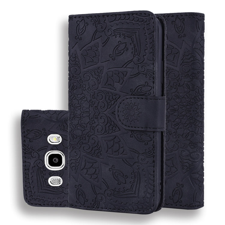 Calf Pattern Double Folding Design Embossed Leather Case with Wallet & Holder & Card Slots for Galaxy J5 (2016) / J510