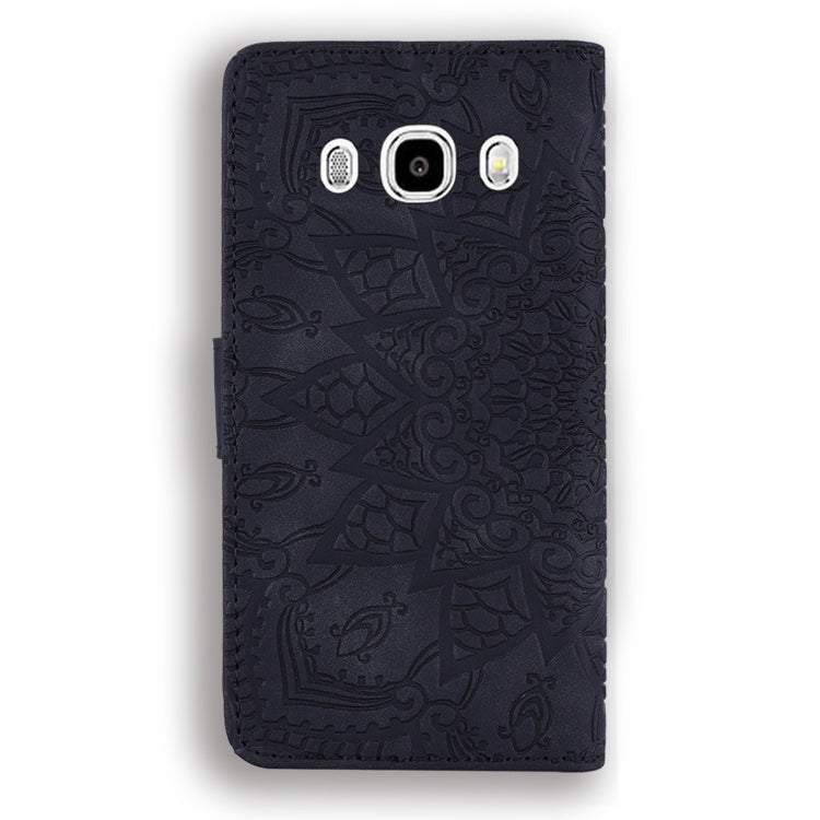 Calf Pattern Double Folding Design Embossed Leather Case with Wallet & Holder & Card Slots for Galaxy J5 (2016) / J510