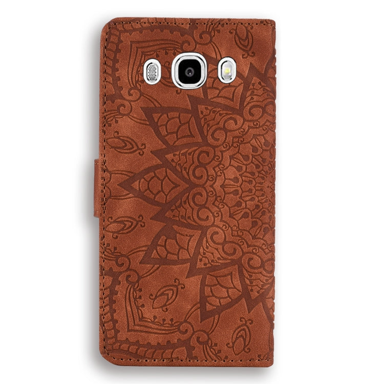 Calf Pattern Double Folding Design Embossed Leather Case with Wallet & Holder & Card Slots for Galaxy J5 (2016) / J510
