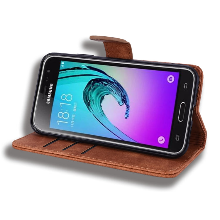 Calf Pattern Double Folding Design Embossed Leather Case with Wallet & Holder & Card Slots for Galaxy J5 (2016) / J510