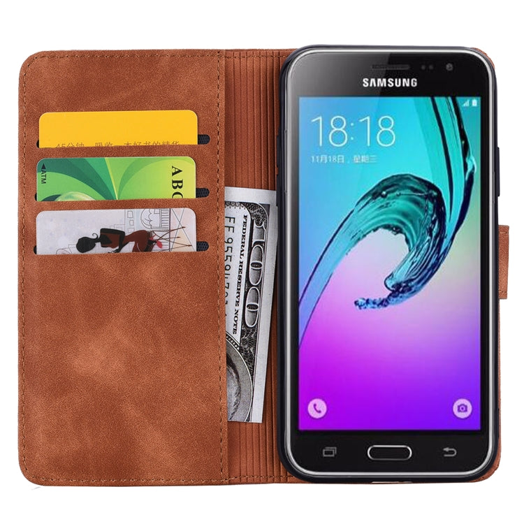 Calf Pattern Double Folding Design Embossed Leather Case with Wallet & Holder & Card Slots for Galaxy J5 (2016) / J510