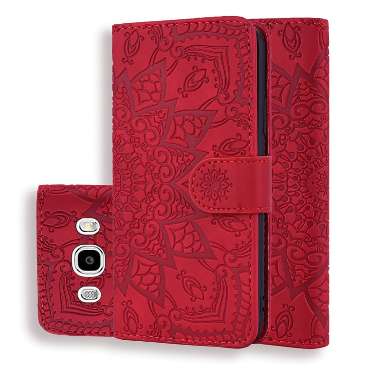 Calf Pattern Double Folding Design Embossed Leather Case with Wallet & Holder & Card Slots for Galaxy J5 (2016) / J510