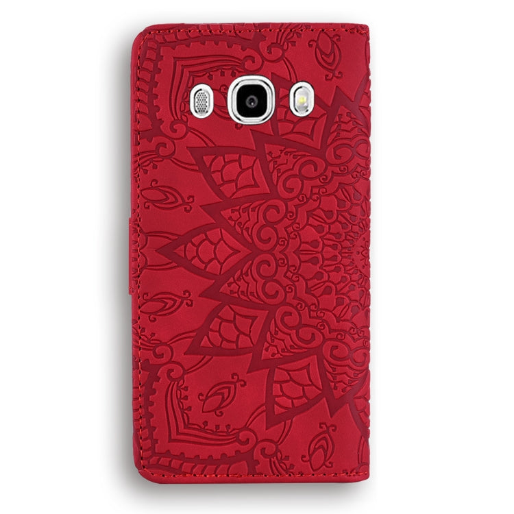 Calf Pattern Double Folding Design Embossed Leather Case with Wallet & Holder & Card Slots for Galaxy J5 (2016) / J510