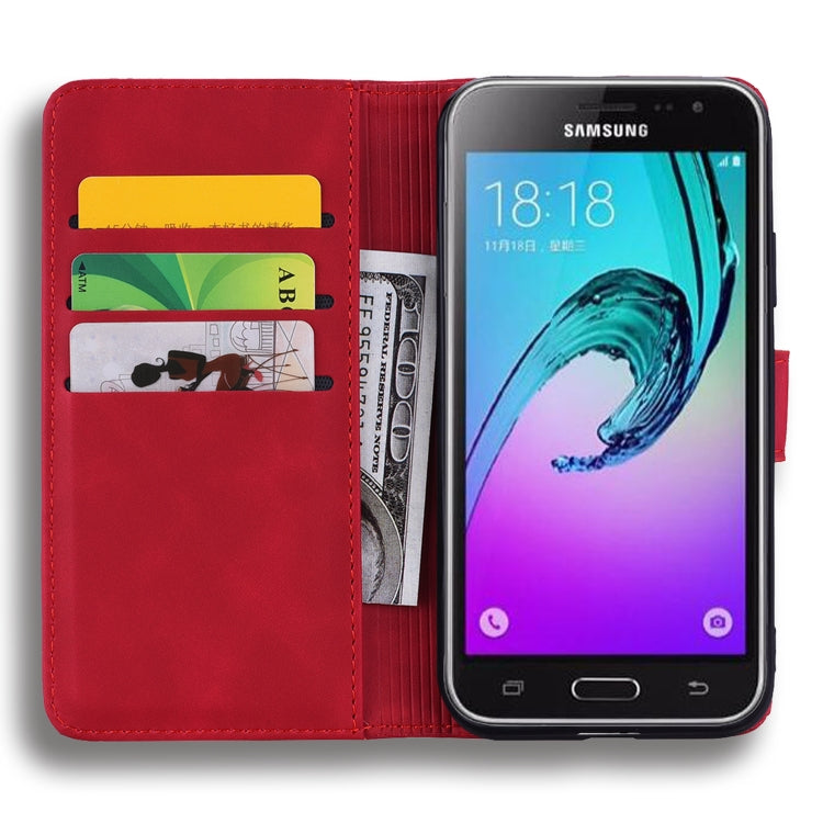 Calf Pattern Double Folding Design Embossed Leather Case with Wallet & Holder & Card Slots for Galaxy J5 (2016) / J510